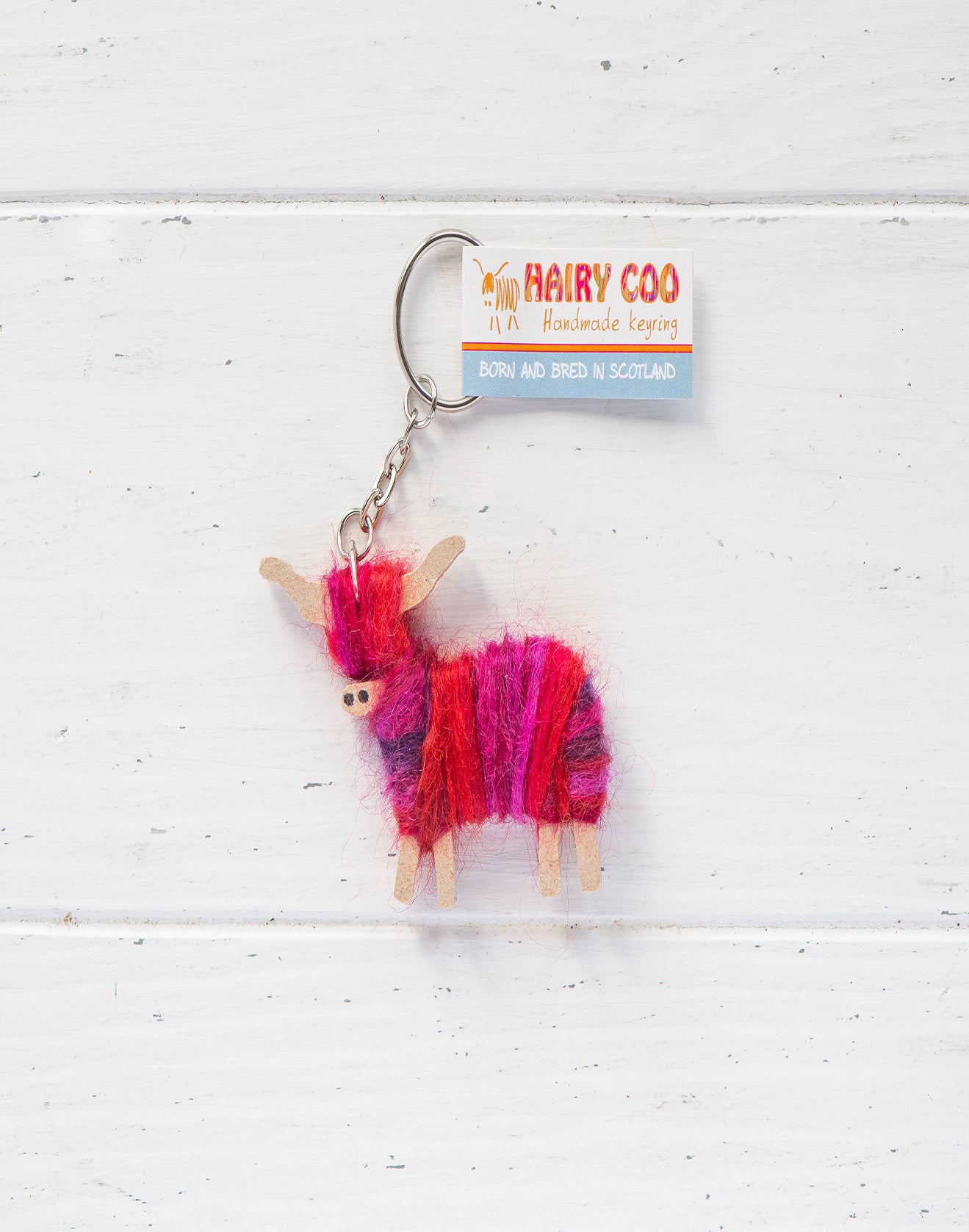 Handmade Highland Cow Keyring - Born and Bred in Scotland